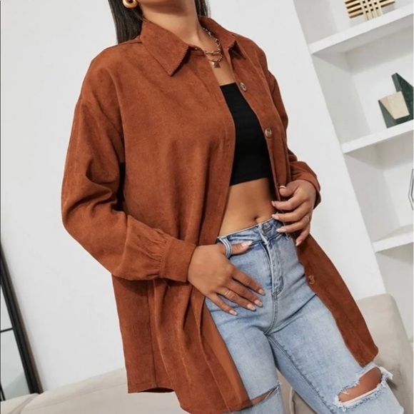 Drop Shoulder Pocket Corduroy Coat - Picture 5 of 7